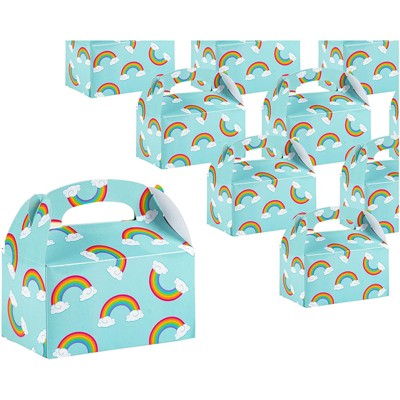 Treat Boxes - 24-Pack Paper Party Favor Boxes, Rainbow Design Goodie Boxes for Birthdays and Events, 2 Dozen Party Gable Boxes, 6 x 3.3 x 3.6 inches