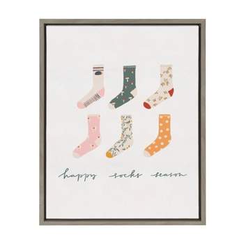 18" x 24" Sylvie Happy Sock Season by Maja Tomljanovic Framed Canvas Gray - Kate & Laurel All Things Decor