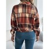 Clearlove Women's Button Down Flannel Plaid Shirt Jacket Oversized Vintage Shacket Long Sleeve Collared Work Casual Shirts Tops - 3 of 4
