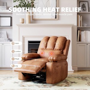 Oversized Swivel Recliner Chair with Heat & Massage - 360° Rotation Manual Rocking Chair - 1 of 4