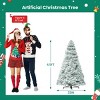 SEVOBAL 4.5FT Pre-lit Artificial Christmas Tree Snowy Prelighted Artificial Hinged Spruce Xmas Tree with Branch Tips Festival, White, 53"*31.5"*31.5" - 3 of 4