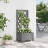 vidaXL Solid Fir Wood Garden Planter with Trellis - Outdoor Flower Box in Gray for Patio, Garden, Terrace - 15.7"x11.8"x35.4" - 3 of 4