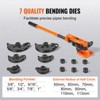 VEVOR Pipe Tube Bender, 3/8" to 1" OD Manual Pipe Tube Bender with 7 Bending Dies, 180° Copper Aluminum Pipes Bending Tools - 4 of 4
