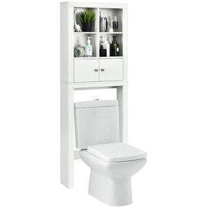 Tangkula Over the Toilet Storage Rack Bathroom Space Saver Cabinet with 4 Open Cubes - 1 of 4