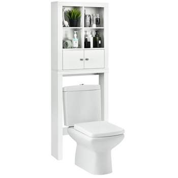 Tangkula Over the Toilet Storage Rack Bathroom Space Saver Cabinet with 4 Open Cubes