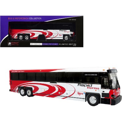 MCI D4500CT Commuter Coach Bus "San Diego MTS Rapid Express" White and Red Limited Edition 1/50 Plastic Model by Iconic Replicas