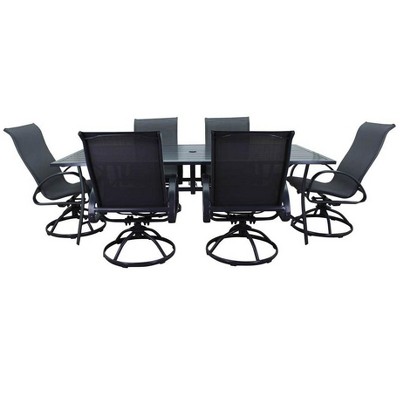 Courtyard Casual Santa Fe 7 pc Swivel Sling Rocker 72" Rectangle Dining Set  Includes one Rectangle table and 6 Swivel Rockers