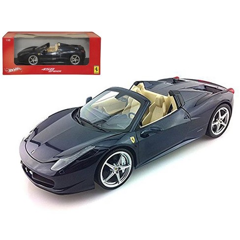 2012 2013 Ferrari Italia 458 Spider Dark Blue Metallic 118 Diecast Model Car By Hotwheels