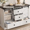 Zstar TV Stands for Living Room, 45" Farmhouse Entertainment Center with Sliding Barn Doors & Large Drawers - 3 of 4