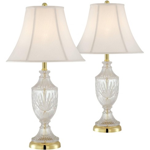 Regency Hill Traditional Table Lamps Set Of 2 Cut Glass Urn Brass