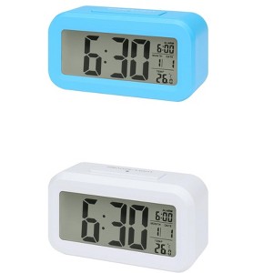 REGALWOVEN 2 Pcs Plastic Battery Powered Digital Temperature Alarm Clock 5.5 x 2.8 x 1.8 Inches - 1 of 4