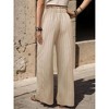 Coolmee Women Casual Wide Leg Pants High Waisted Elastic Tie Knot Stripe Boho Beach Trousers with Pockets - 4 of 4