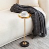 NicBex 24.4" Adjustable Side End Table, Small Tea Martini Table, Natural Marble Decorative Pedestal End Table for Display and Storage, Gold - 2 of 4