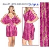 LA LEELA Women's Beachwear Summer Swim Beach Dress Cover Ups for Swimwear Women Loose Front Tie Swimsuit Coverups for Women 2X-3X Pink, Abstract - 2 of 4