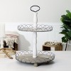 VIP Wood 20 in. White 2-Tier Tray with Half-Circle Design - 2 of 4