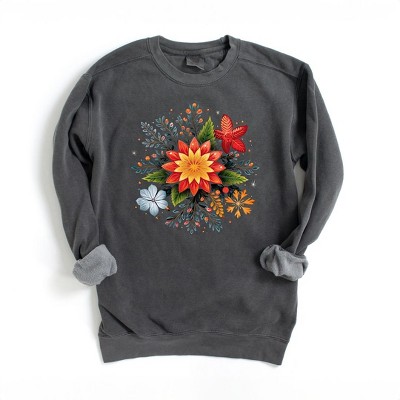 Simply Sage Market Women's  Garment Dyed Graphic Sweatshirt  Winter Plants