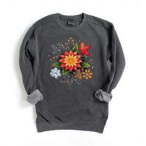 Simply Sage Market Women's  Garment Dyed Graphic Sweatshirt  Winter Plants - 1 of 3