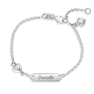 Girls' Puff Hearts Tag ID Bracelet Sterling Silver - In Season Jewelry - 1 of 4