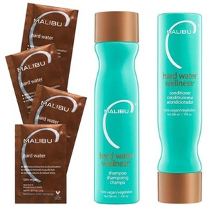 Malibu C Hard Water Wellness Collection - Shampoo, Conditioner, & Remedy Set - Removes Hard Water Deposits & Impurities from Hair Kit - 1 of 2