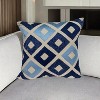 HomeRoots 18" Beige and Blue Diamond Cotton Throw Pillow With Embroidery - 2 of 4