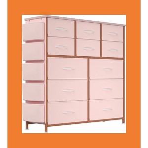 Garvee Stylish Storage Dresser - Tall Unit with 12 Drawers, Featuring 5 Gray Fabric Bins, Sturdy Metal Frame - 1 of 4