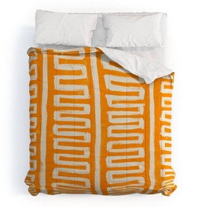 Deny Designs King Avenie Modern Craft Greek Key Comforter and Sham Set Yellowish Orange - 1 of 4