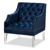 Baxton Studio Silvana Velvet Lounge Chair with Acrylic Legs Blue : Modern Upholstered Accent Armchair - 2 of 4