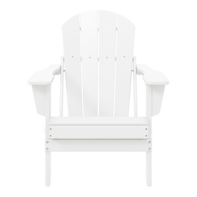 White HDPE Outdoor Folding Adirondack Chair with Wide Armrests