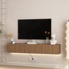 HDZNVF Floating TV Stand Wall Mounted, 69 inch Modern TV Stand for 55 60 65 Inch TV, Brown - 2 of 4