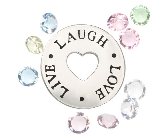 Treasure Lockets&#153; Silver Plated "Live, Laugh, Love' Charms with Crystals
