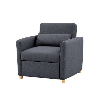 Navy Blue Convertible Sleeper Accent Chair with Wood Legs