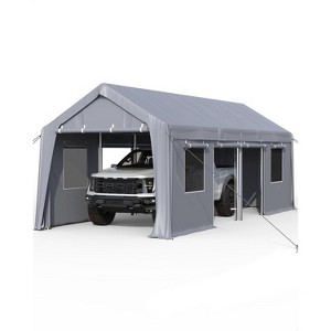 13'x25' Heavy Duty Carport with 6 Roll-Up Doors & 4 Windows, Oversized Portable Garage Shelter with Reinforced Steel Frame, Outdoor Canopy - 1 of 4