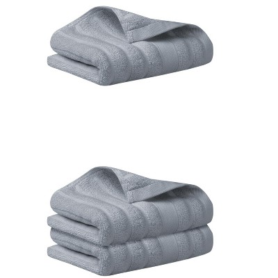 REGALWOVEN 3 Pack Solid Striped Cotton Hand Towels for Bathroom, Kitchen, Gym 14" x 30"