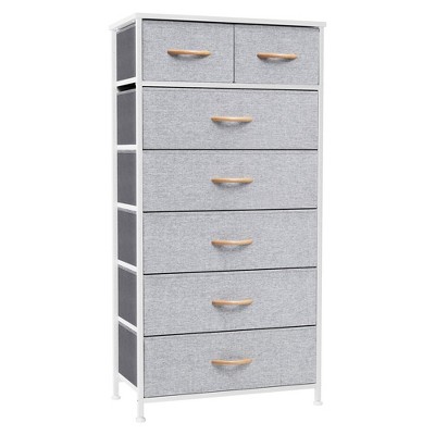 Crestlive Products 7 Drawers Vertical Dresser for Bedroom Storage Tower with Sturdy Steel Frame Wood Top Easy Pull Fabric Bins Handles