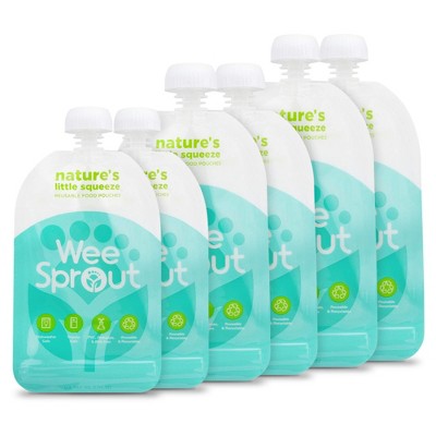 WeeSprout Double Zipper Reusable Food Pouches for Babies & Toddlers, 6-Pack