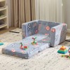 Angel Sar Glow in The Dark Kids Sofa Bed, Grey Blue Ball Pattern Foldable All Sponge Chaise Lounge, Flannel Convertible Bed for Children - 3 of 4