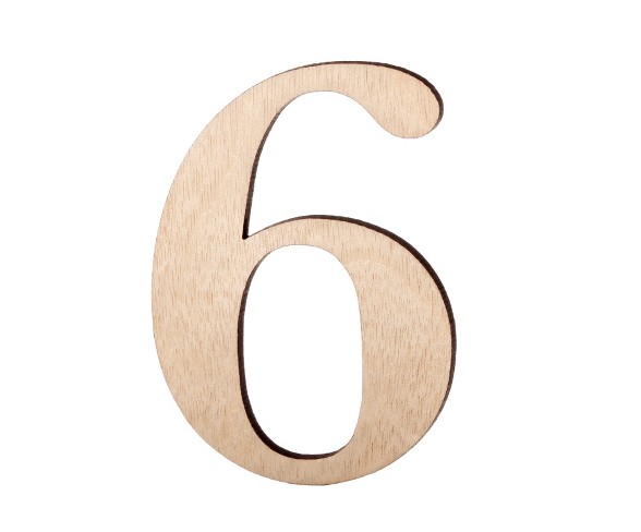 2.5" Wood Number 6 - Hand Made Modern