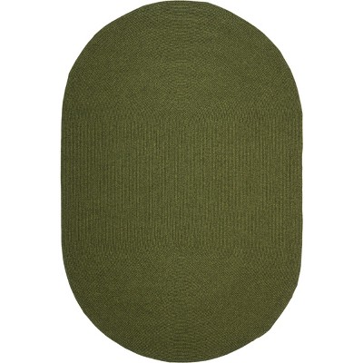 Handmade Green Oval Braided Cotton Area Rug 6' x 9'