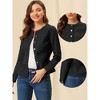 INSPIRE CHIC Women's Peplum Collarless Round Neck Button Down Cropped Ruffle Hem Denim Jackets - 2 of 4