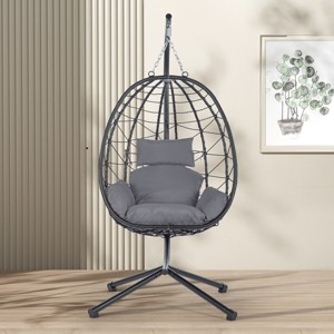 Egg Chair With Stand,Hanging Basket Egg Chair With Cushion,Indoor And Outdoor Egg Chair,Hammock Chair For Living Room,Balcony-Cuddlewood - 1 of 4