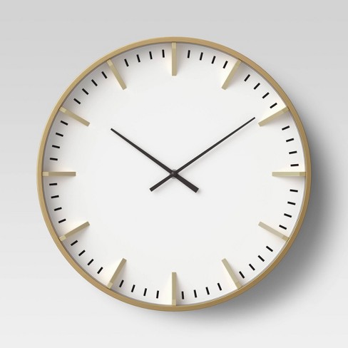 Raised Marker 16 Wall Clock White Brass Project 62 Target