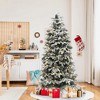 LuxenHome 6Ft Pre-Lit Flocked Artificial Pine Christmas Tree with Pinecones and Metal Stand Green - 2 of 4