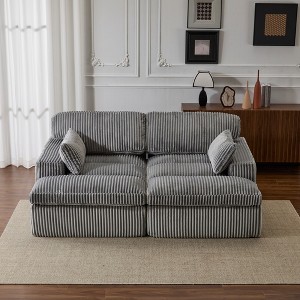 Whisen 2-Piece L-Shaped Sectional Compression Sofa with Soft Corduroy Fabric, No Assembly Required - 1 of 4