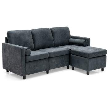 KARRISM HOMELINEN L-Shape Convertible Sofa With Removable Armrests,Metal  Legs,and Machine Washable Chenille Fabric Upholstery. An Sectional Settee  for Living ro…