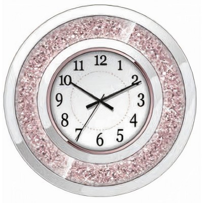 12" Glitter Clear Frame Wall Clock Pink - Westclox