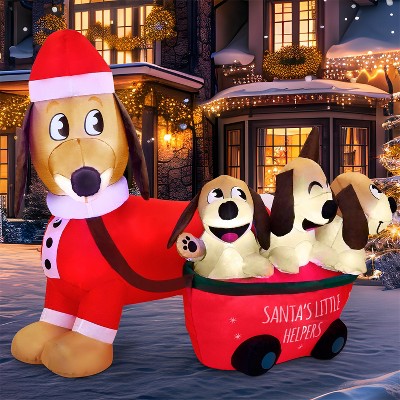 JOYFY 5 FT Christmas Inflatable Outdoor Decoration, Puppy Inflatable with LEDs for Dachshund Xmas Party Indoor, Outdoor Yard Garden Lawn Winter Décor