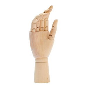 Juvale Wooden Hand Model, 7" Art Mannequin Figure with Posable Fingers for Drawing, Art Supplies - 1 of 4