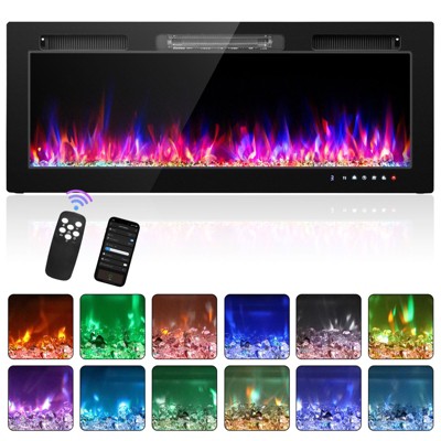 Karl Home 1500-Watt 50-inch Electric Fireplace Insert / Wall-Mounted Electric Fireplace with WIFI Function