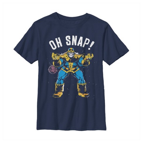Boy's Marvel Thanos Retro Oh Snap T-Shirt - Navy Blue - X Large