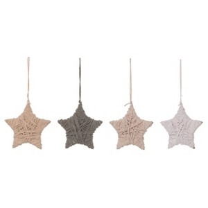 Transpac Wood Wrapped Star Ornament Set of 4 Christmas Home Decorations - 1 of 1